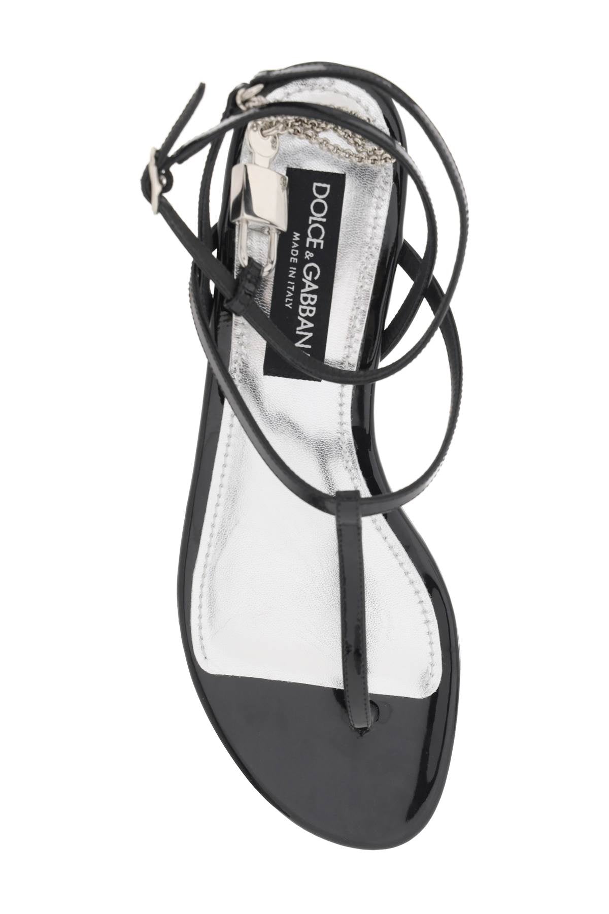 Dolce & Gabbana Dolce & gabbana patent leather thong sandals with padlock