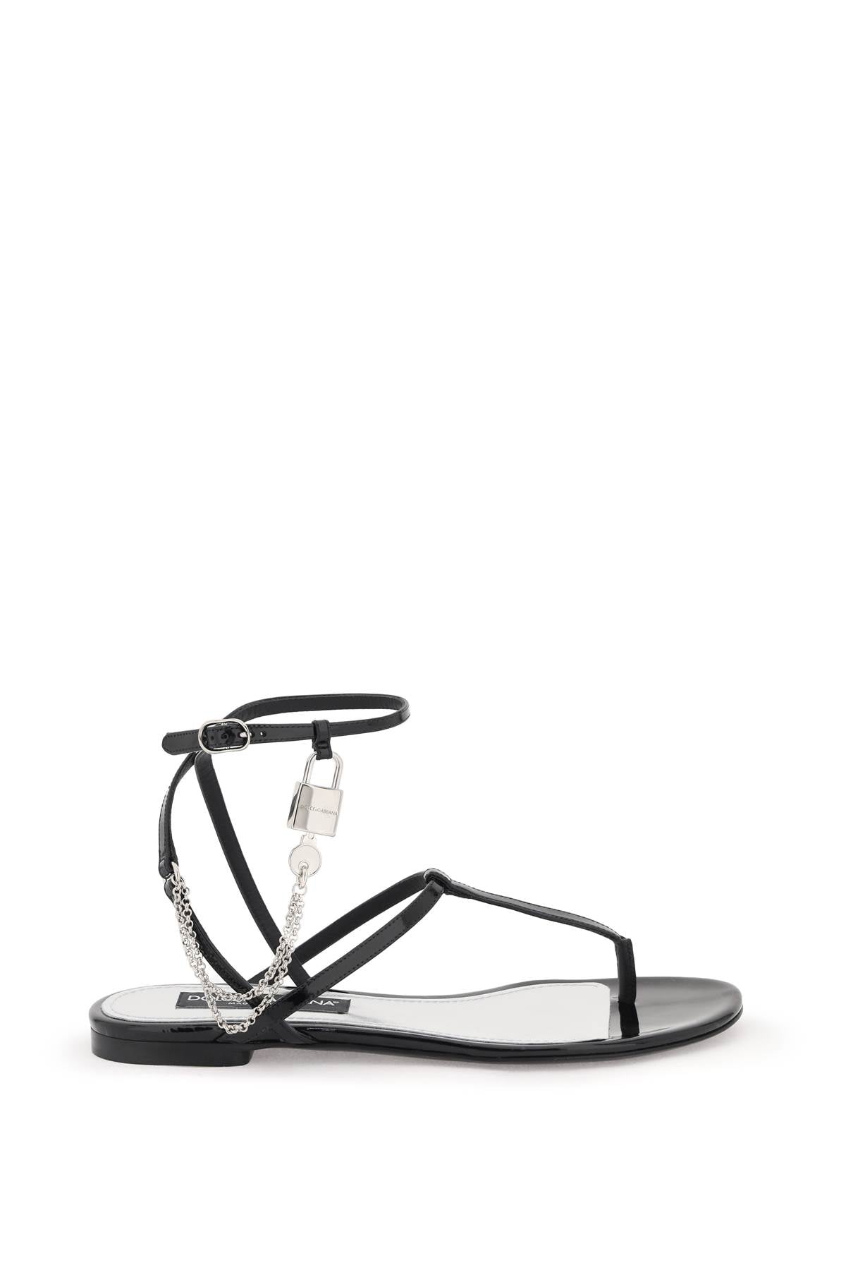 Dolce & Gabbana Dolce & gabbana patent leather thong sandals with padlock