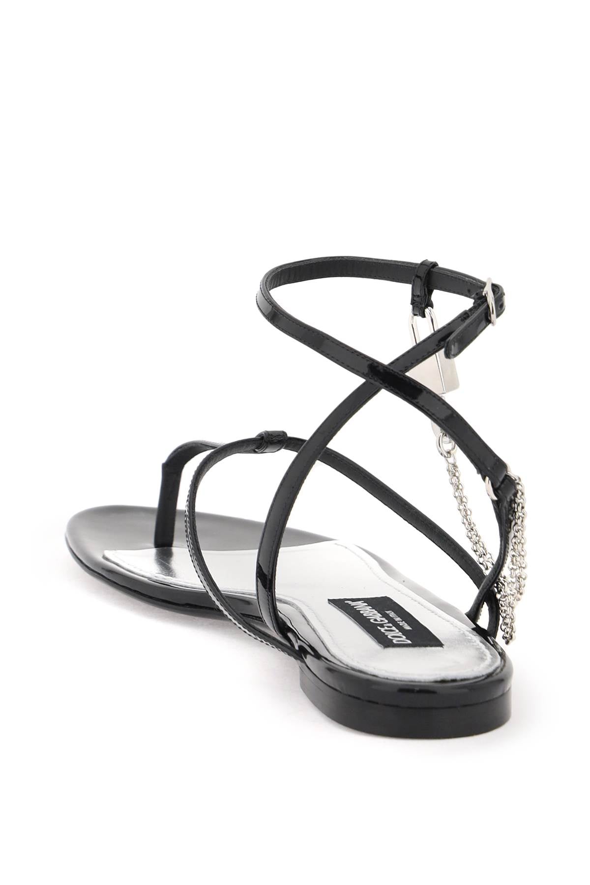 Dolce & Gabbana Dolce & gabbana patent leather thong sandals with padlock