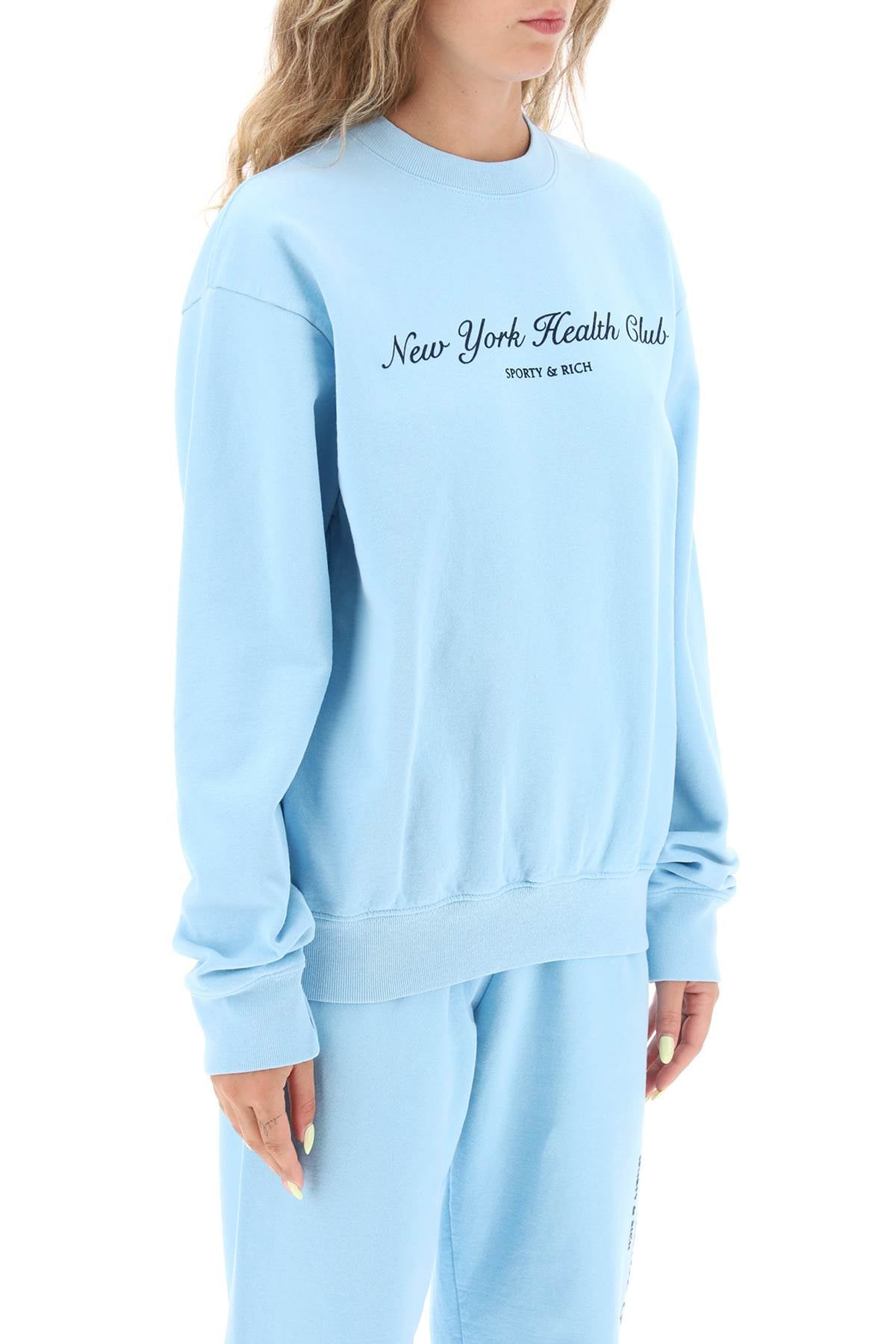 Sporty & Rich Sporty rich 'ny health club' flocked sweatshirt