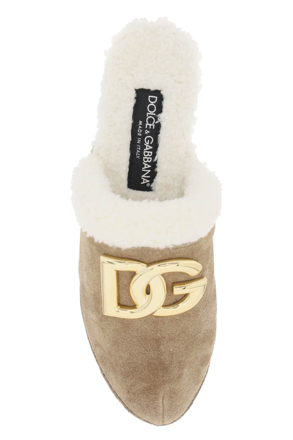 Dolce & Gabbana Dolce & gabbana suede and faux fur clogs with dg logo.