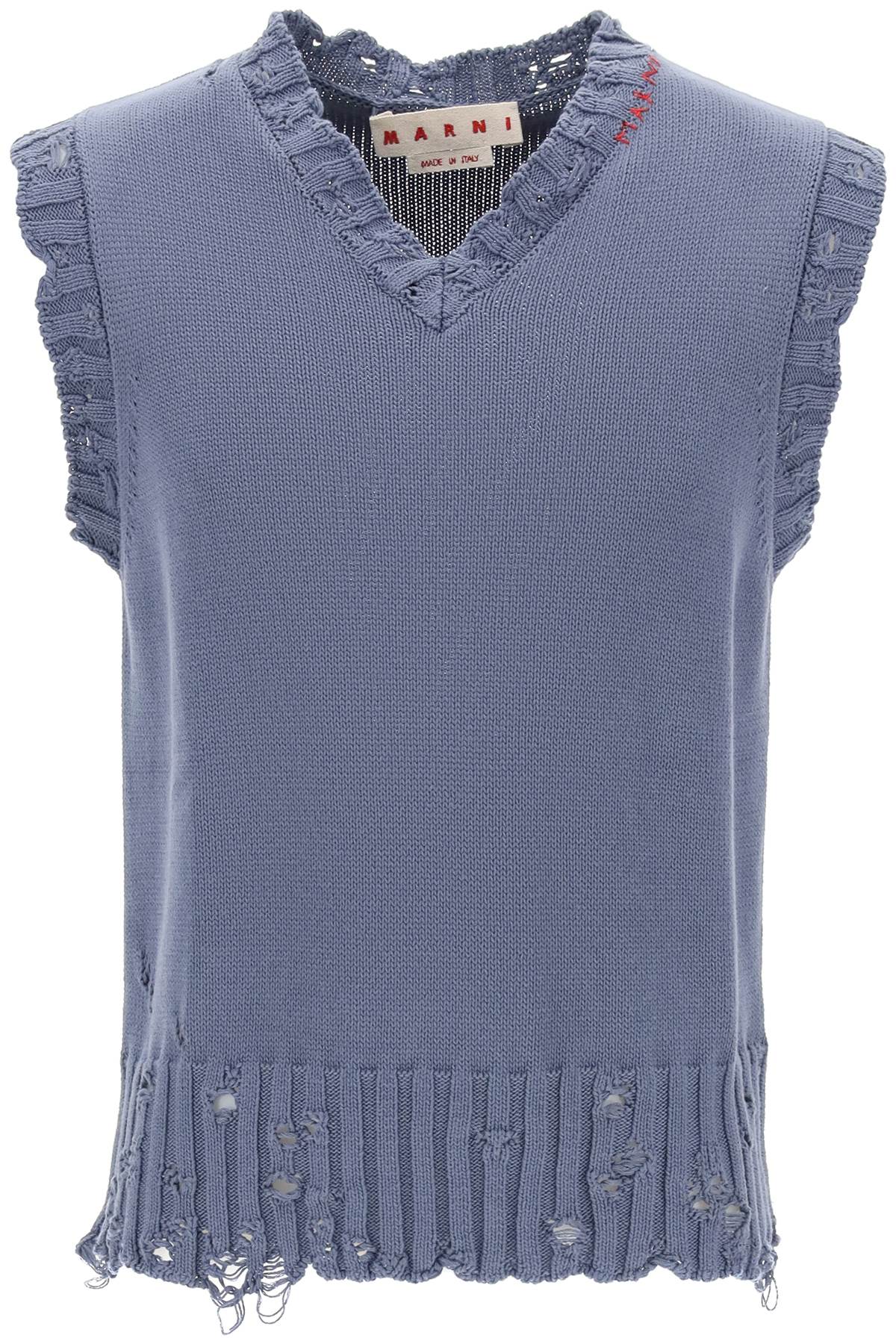 Marni destroyed-effect vest in cotton