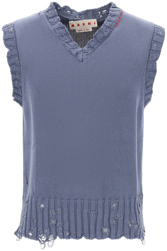 Marni destroyed-effect vest in cotton