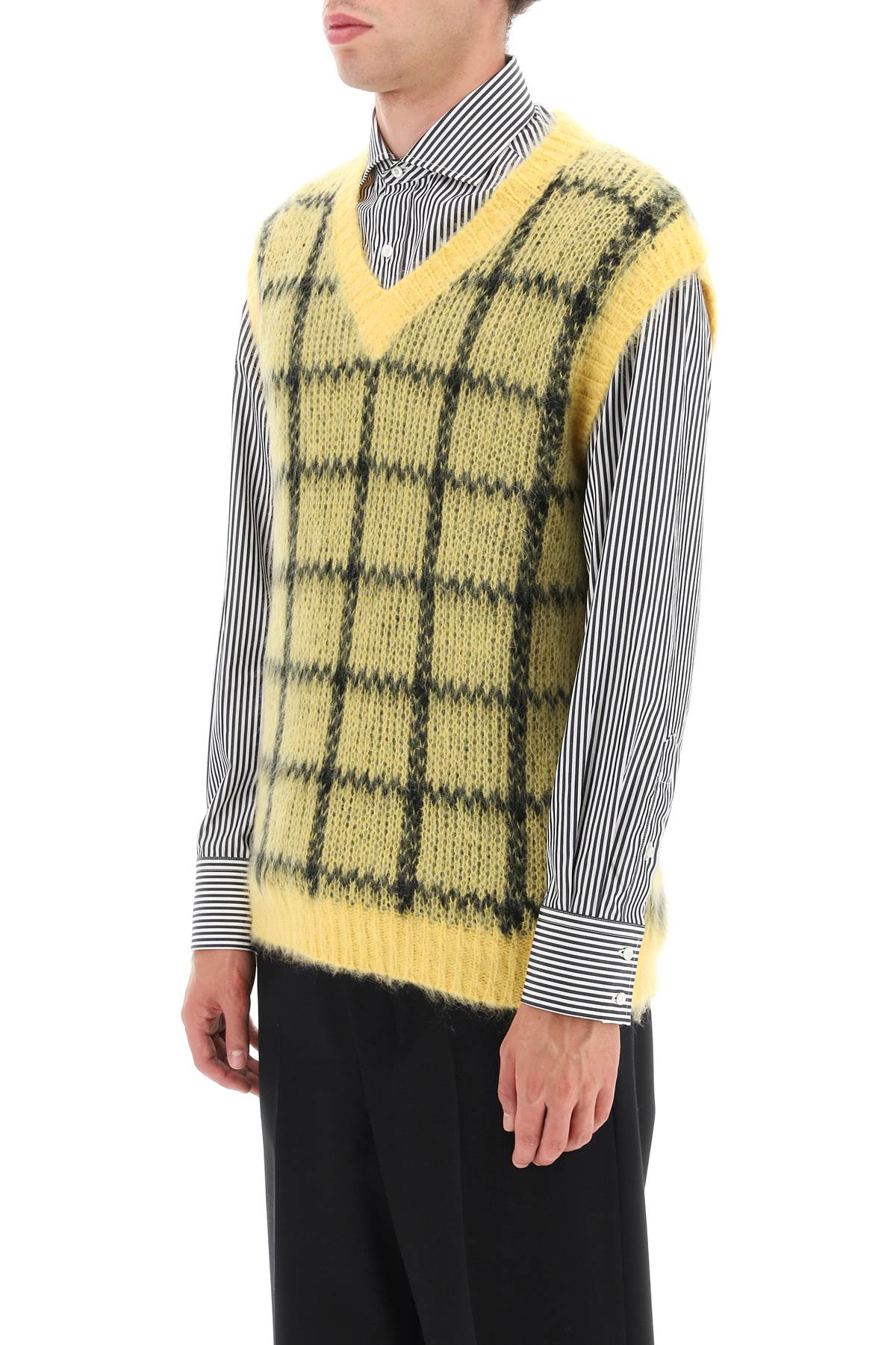 Marni Marni brushed-mohair vest with check motif