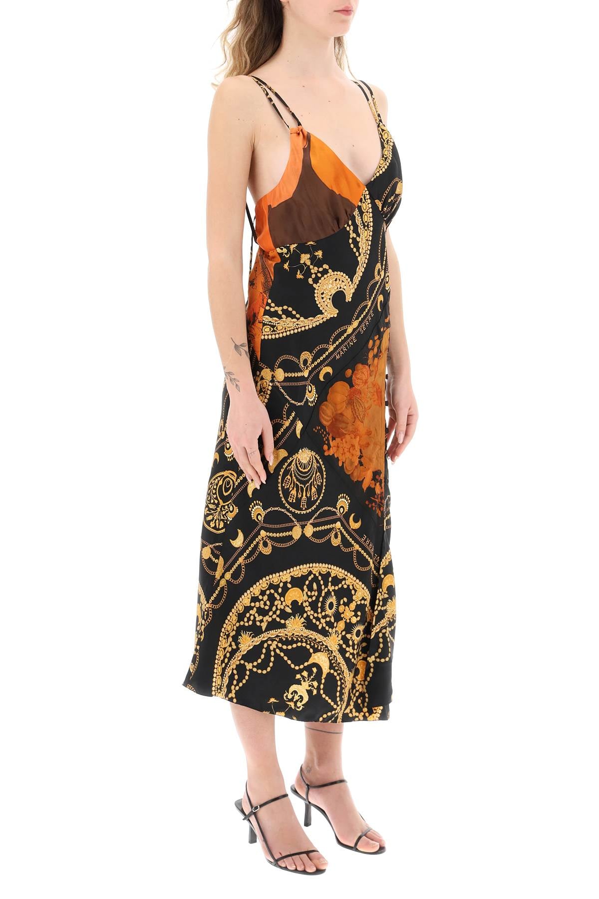 Marine Serre Marine serre printed silk midi dress