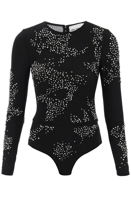 Des Phemmes Des phemmes long-sleeved bodysuit in diamanté mesh