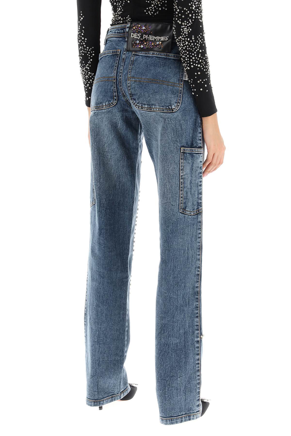 Des Phemmes Des phemmes straight cut jeans with rhinestones