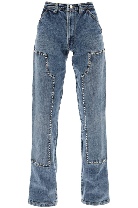 Des Phemmes Des phemmes straight cut jeans with rhinestones