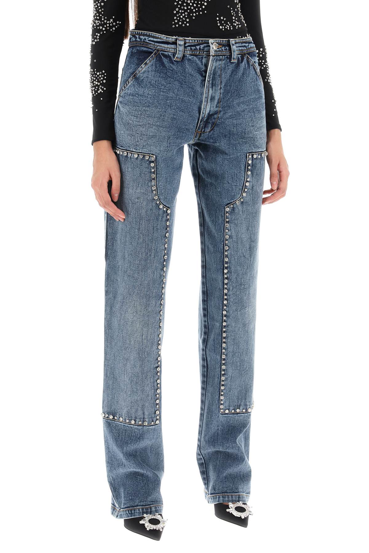 Des Phemmes Des phemmes straight cut jeans with rhinestones