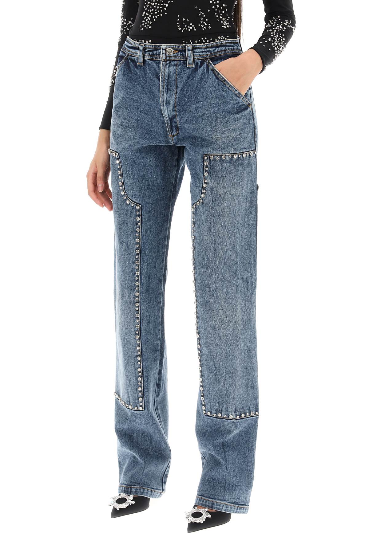 Des Phemmes Des phemmes straight cut jeans with rhinestones