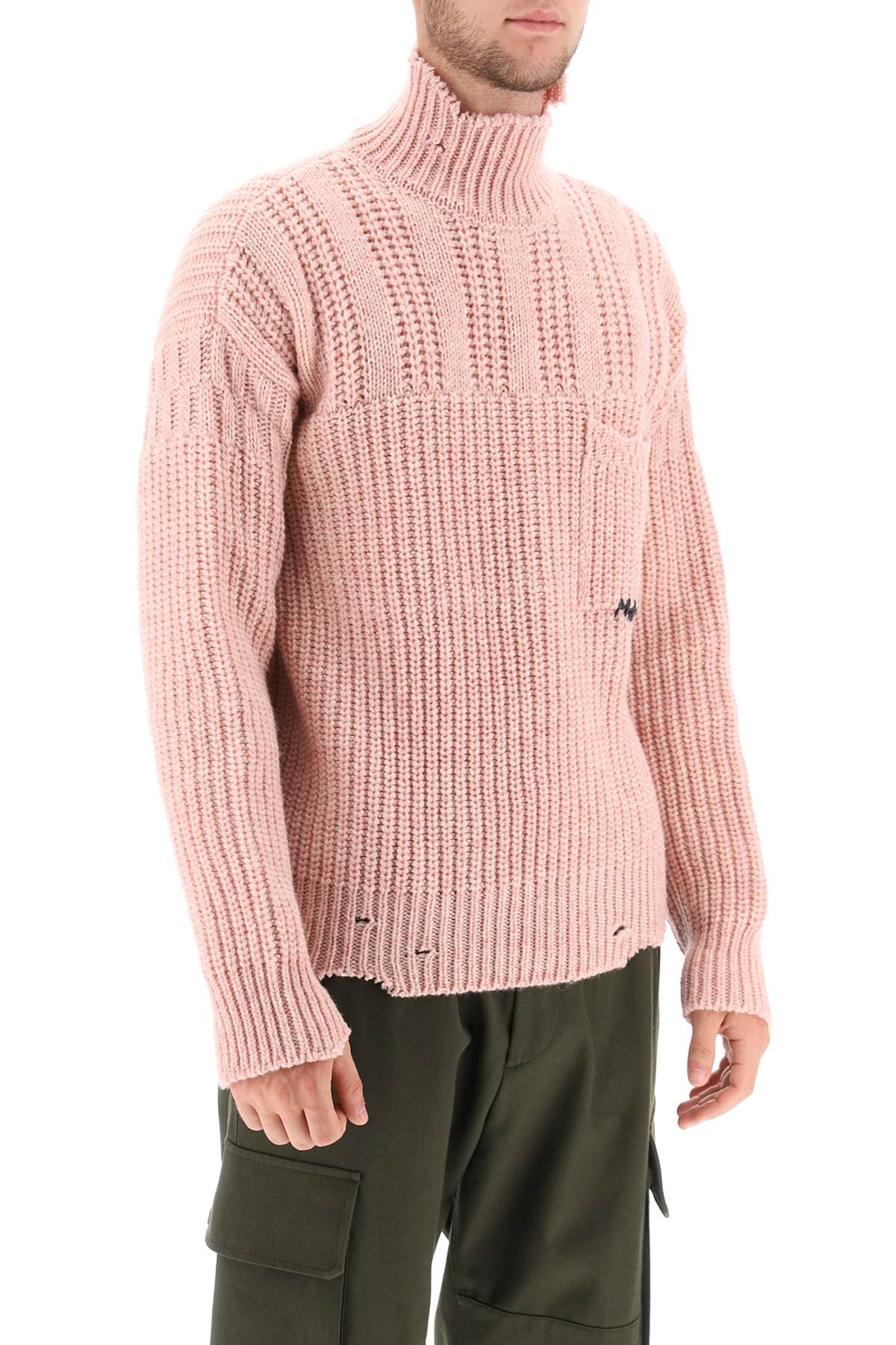 Marni Marni funnel-neck sweater in destroyed-effect wool