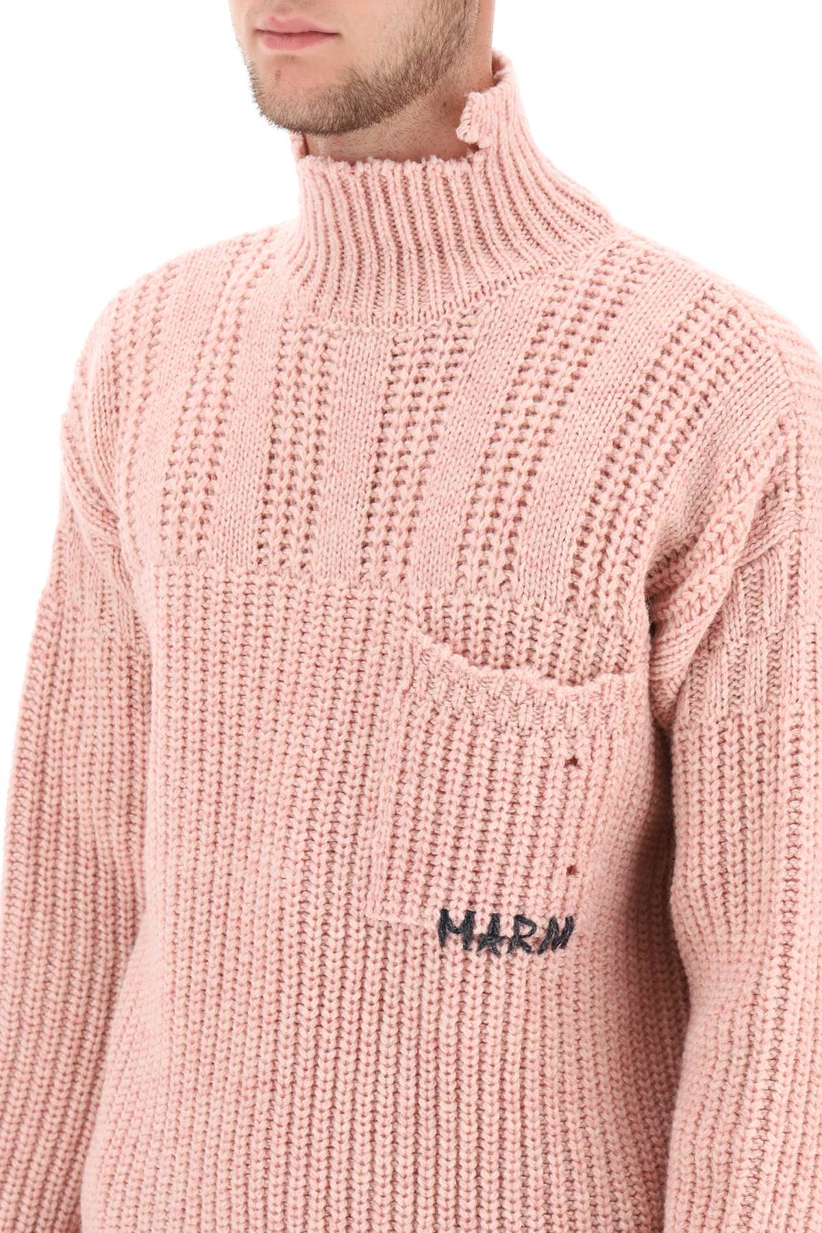 Marni Marni funnel-neck sweater in destroyed-effect wool