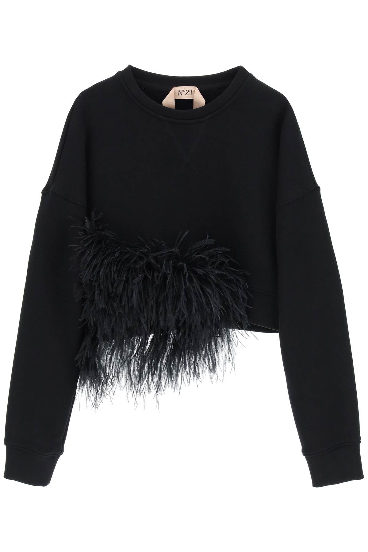 N.21 N.21 cropped sweatshirt with feathers