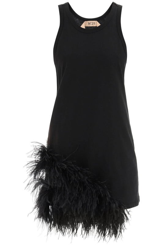 N.21 N.21 jersey mini dress with feathers