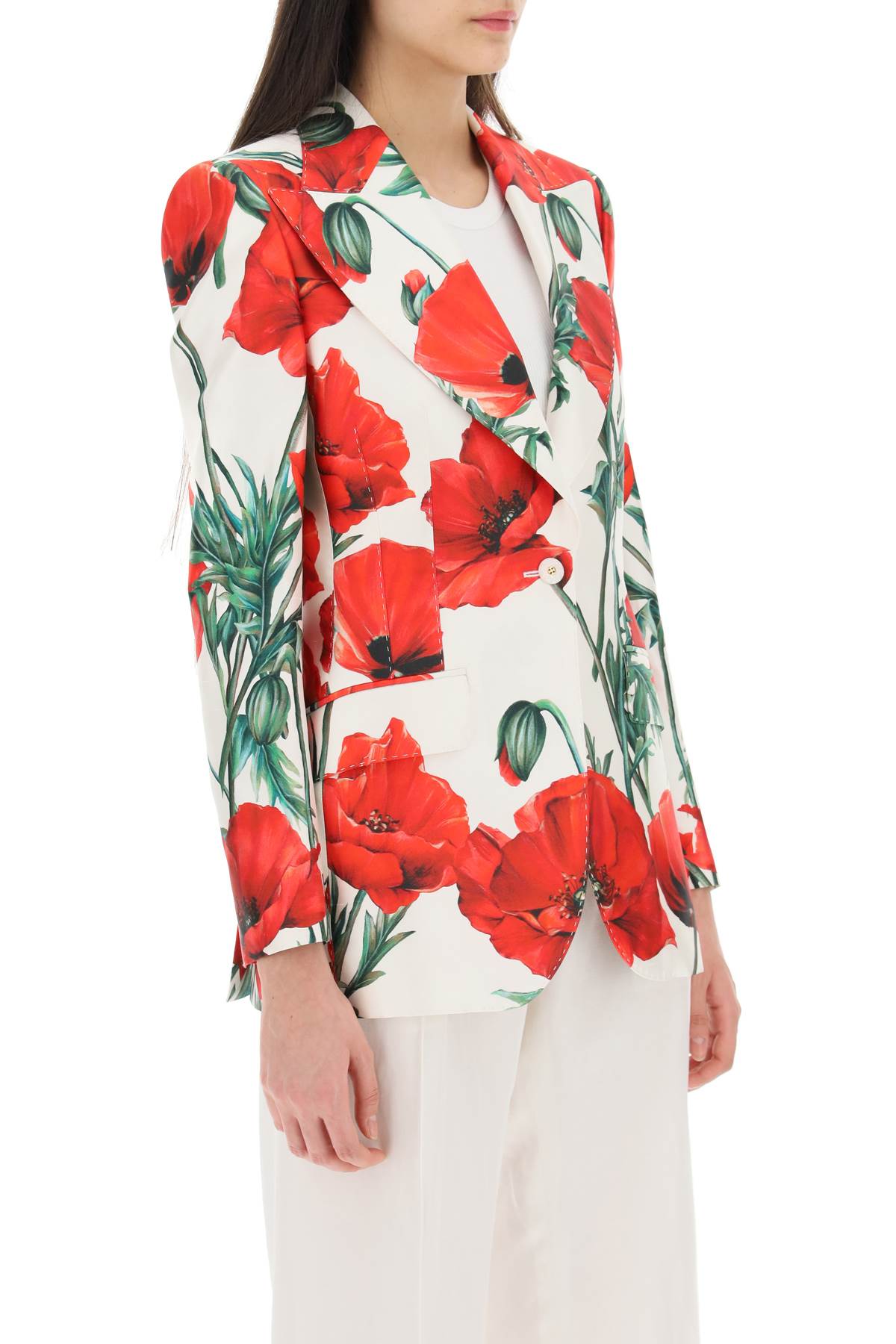 Dolce & Gabbana Dolce & gabbana poppy print shantung turlington jacket