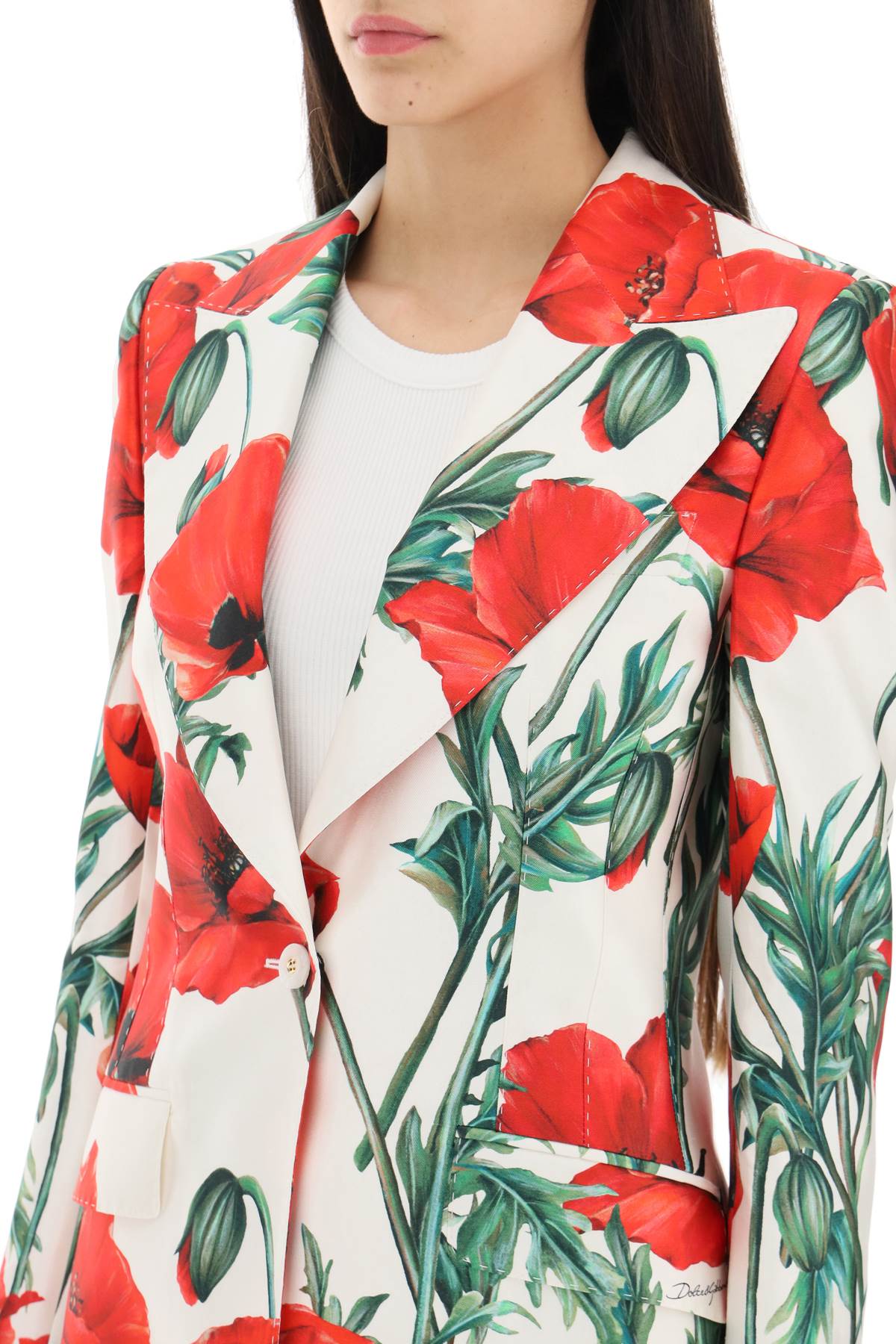 Dolce & Gabbana Dolce & gabbana poppy print shantung turlington jacket