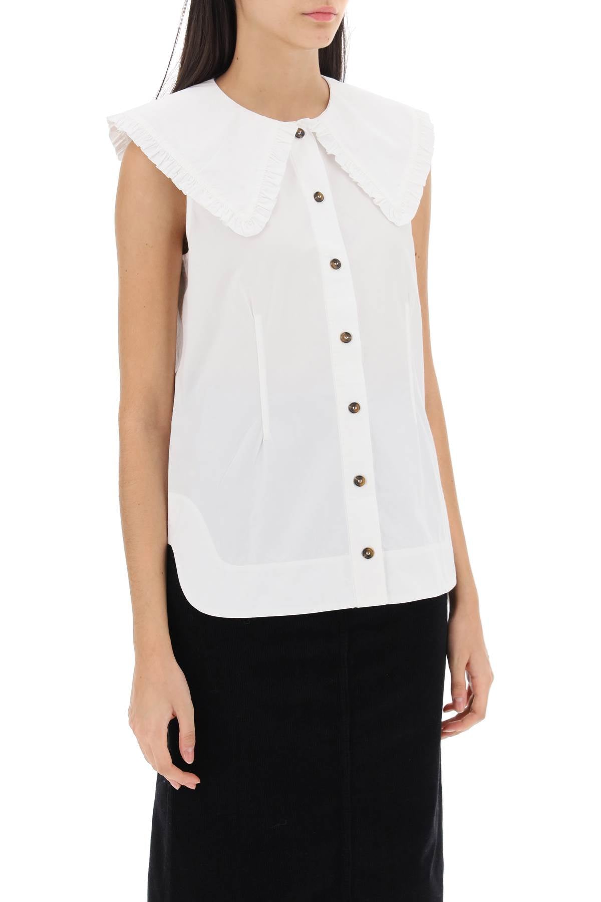 Ganni Ganni sleeveless shirt with maxi collar