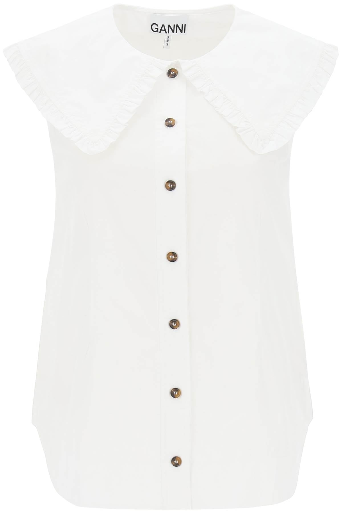 Ganni Ganni sleeveless shirt with maxi collar