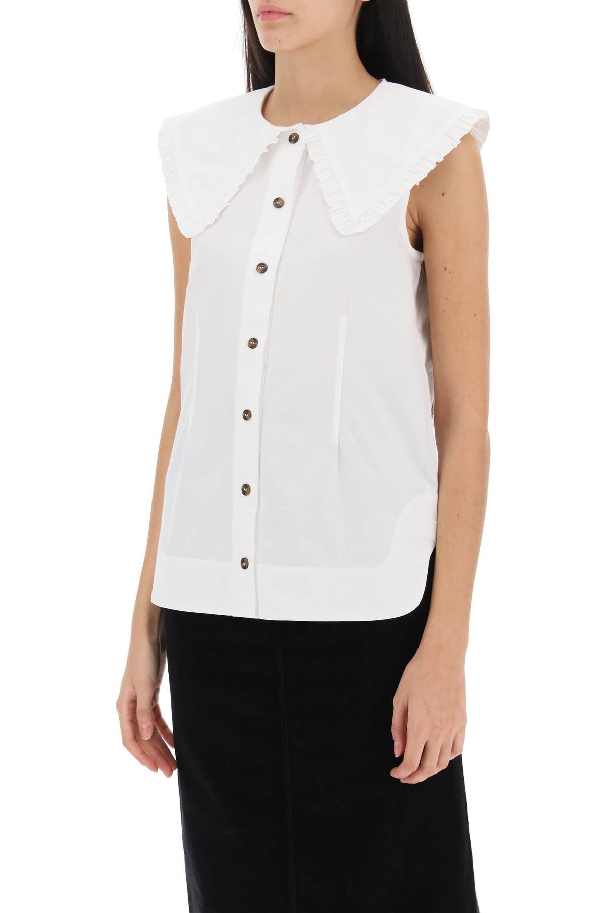 Ganni Ganni sleeveless shirt with maxi collar