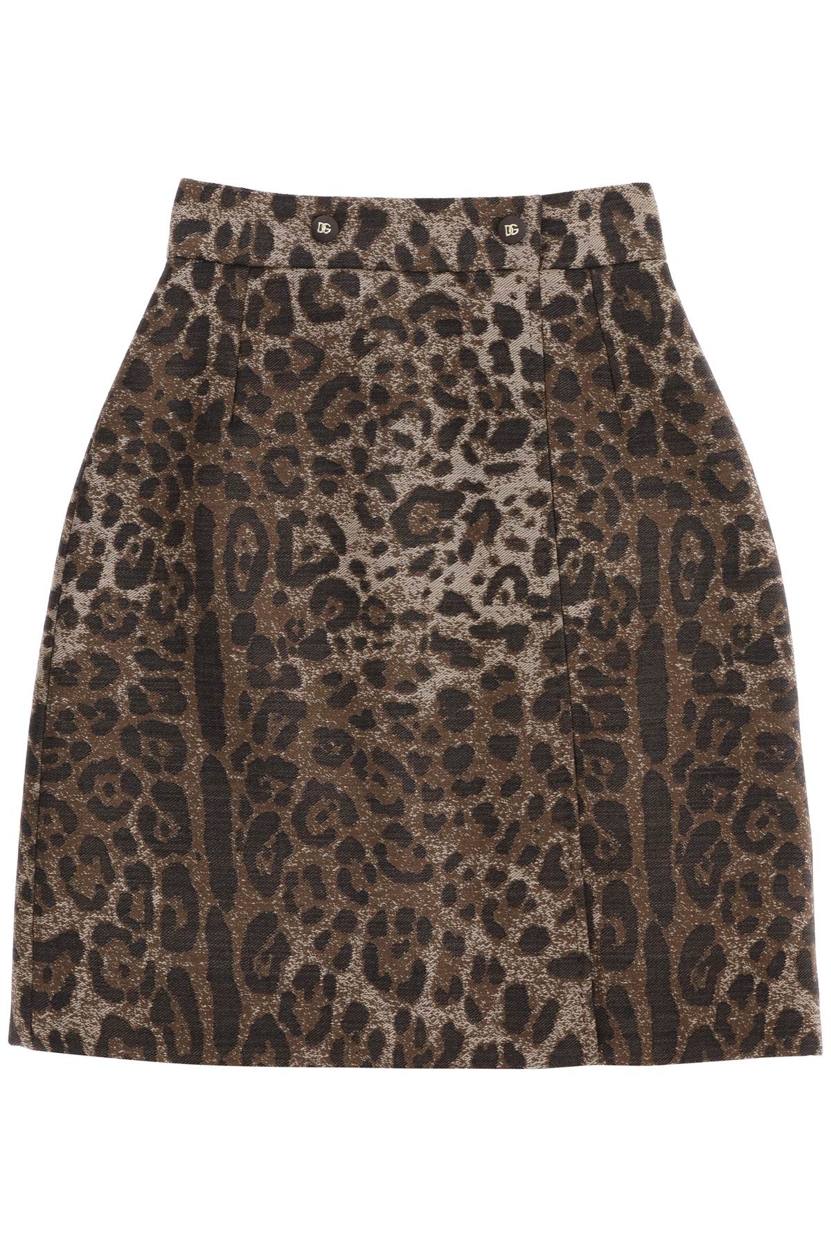 Dolce & Gabbana Dolce & gabbana wool jacquard skirt with leopard motif