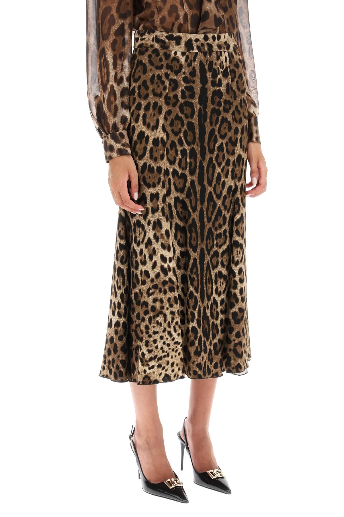 Dolce & Gabbana Dolce & gabbana leopard print jersey midi skirt