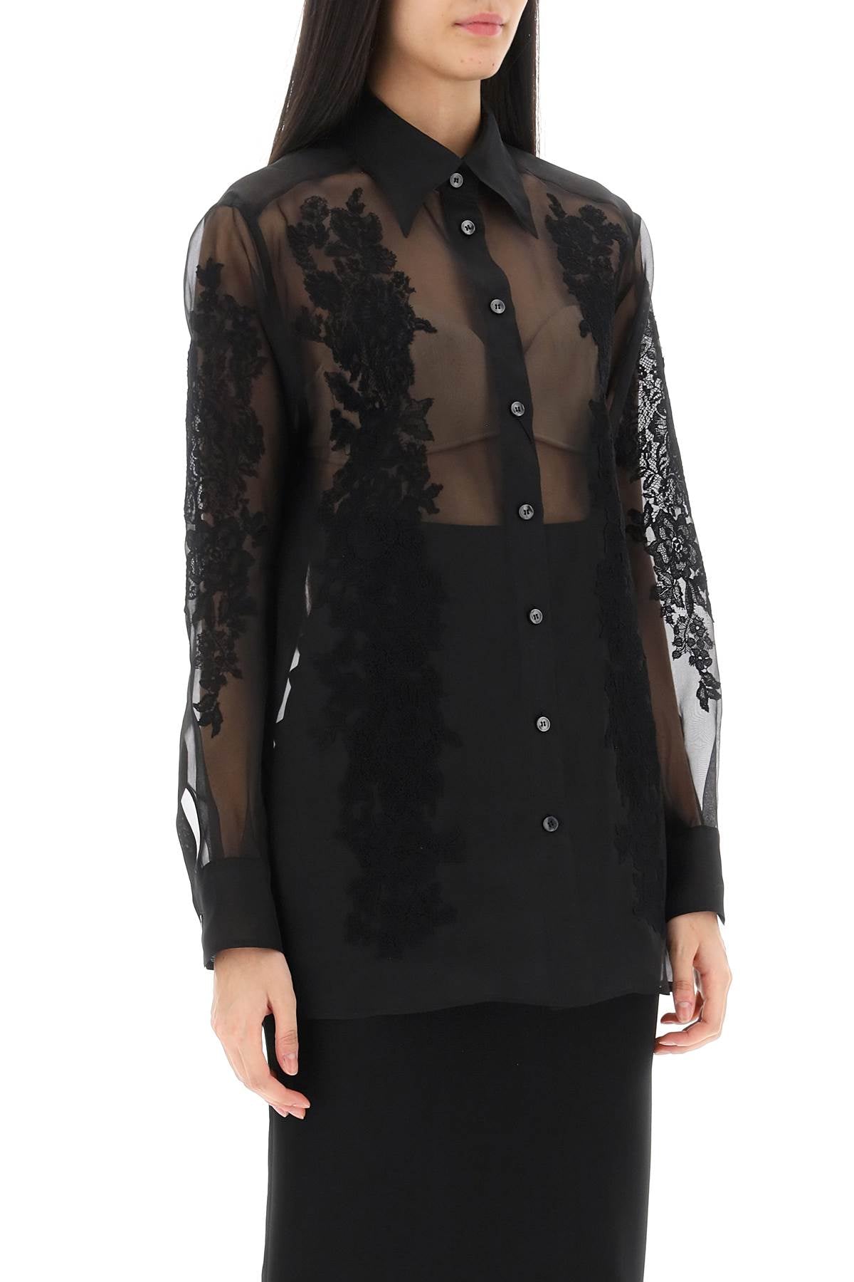 Dolce & Gabbana Dolce & gabbana organza shirt with lace inserts