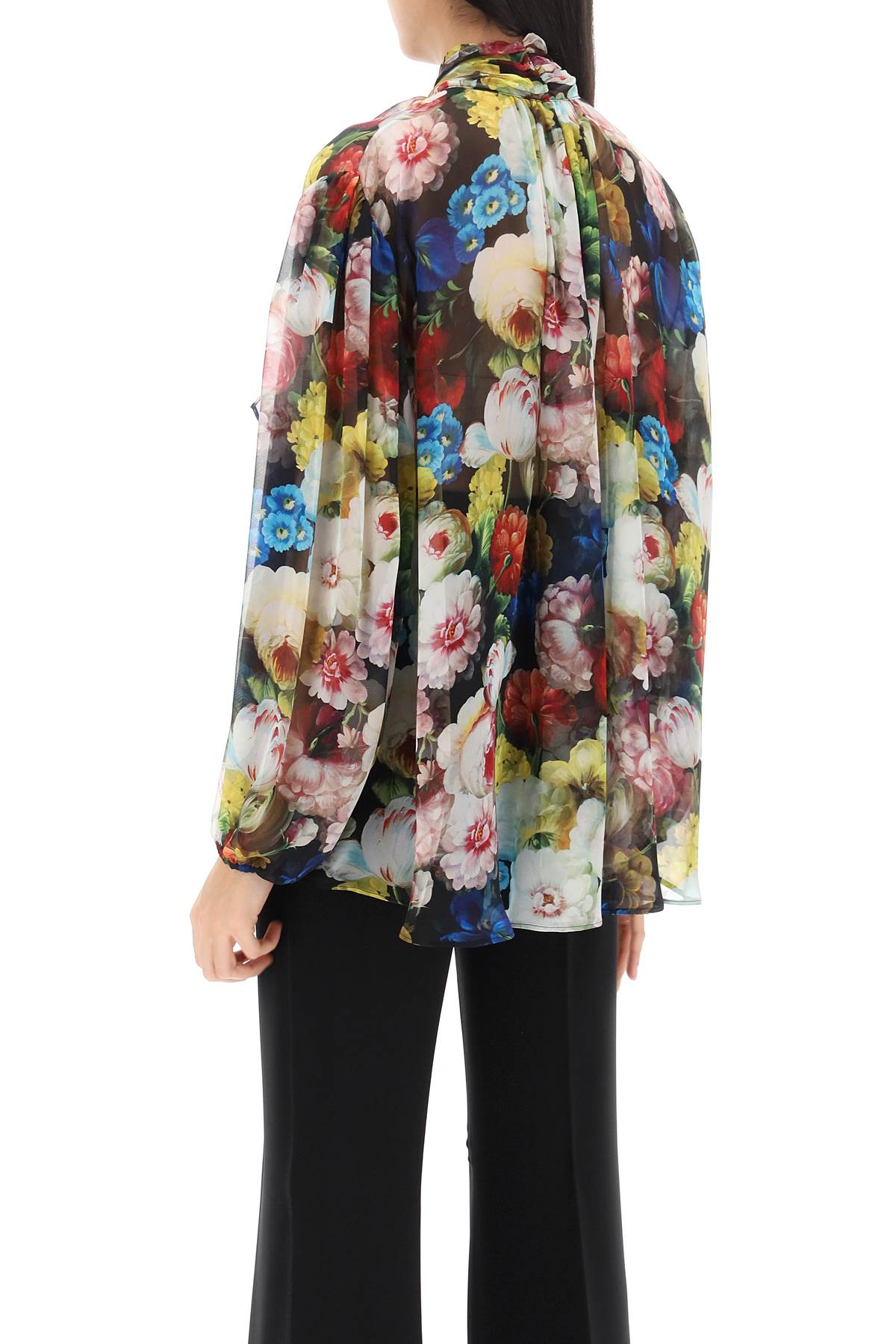 Dolce & Gabbana Dolce & gabbana nocturnal flower lavallière-tie blouse