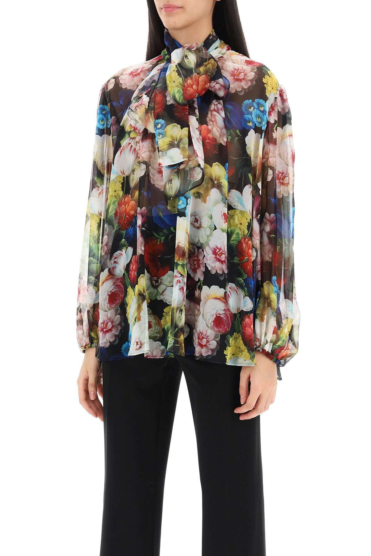 Dolce & Gabbana Dolce & gabbana nocturnal flower lavallière-tie blouse