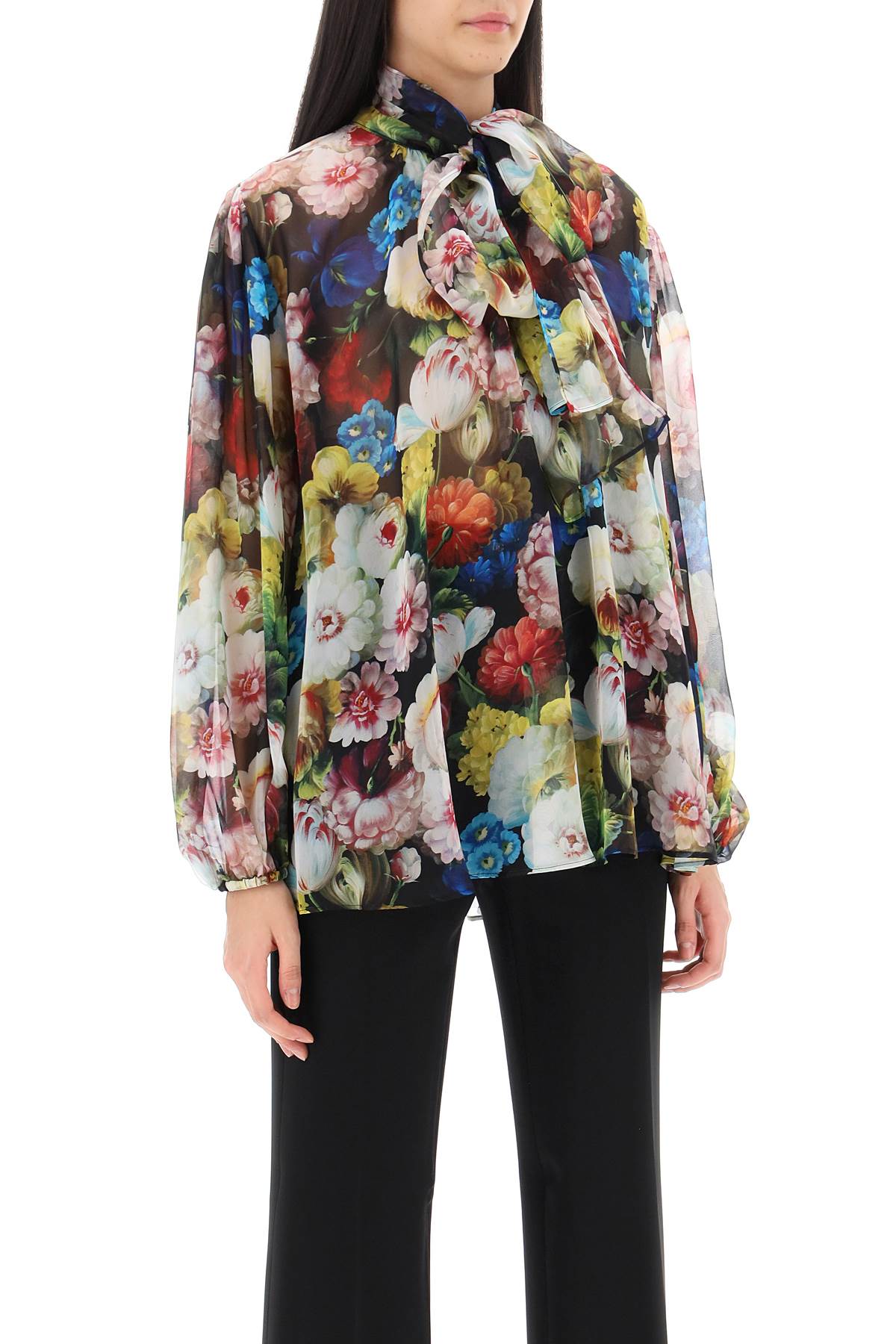 Dolce & Gabbana Dolce & gabbana nocturnal flower lavallière-tie blouse