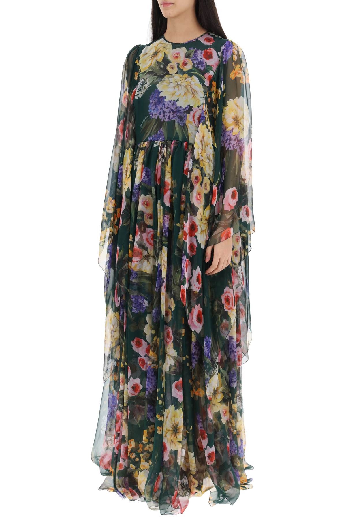 Dolce & Gabbana Dolce & gabbana chiffon maxi dress with garden print