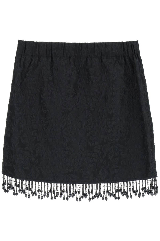 Ganni Ganni jacquard mini skirt with bead fringes