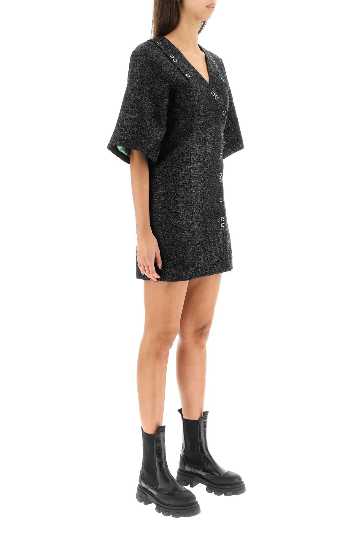 Ganni Ganni lurex mini dress with press studs