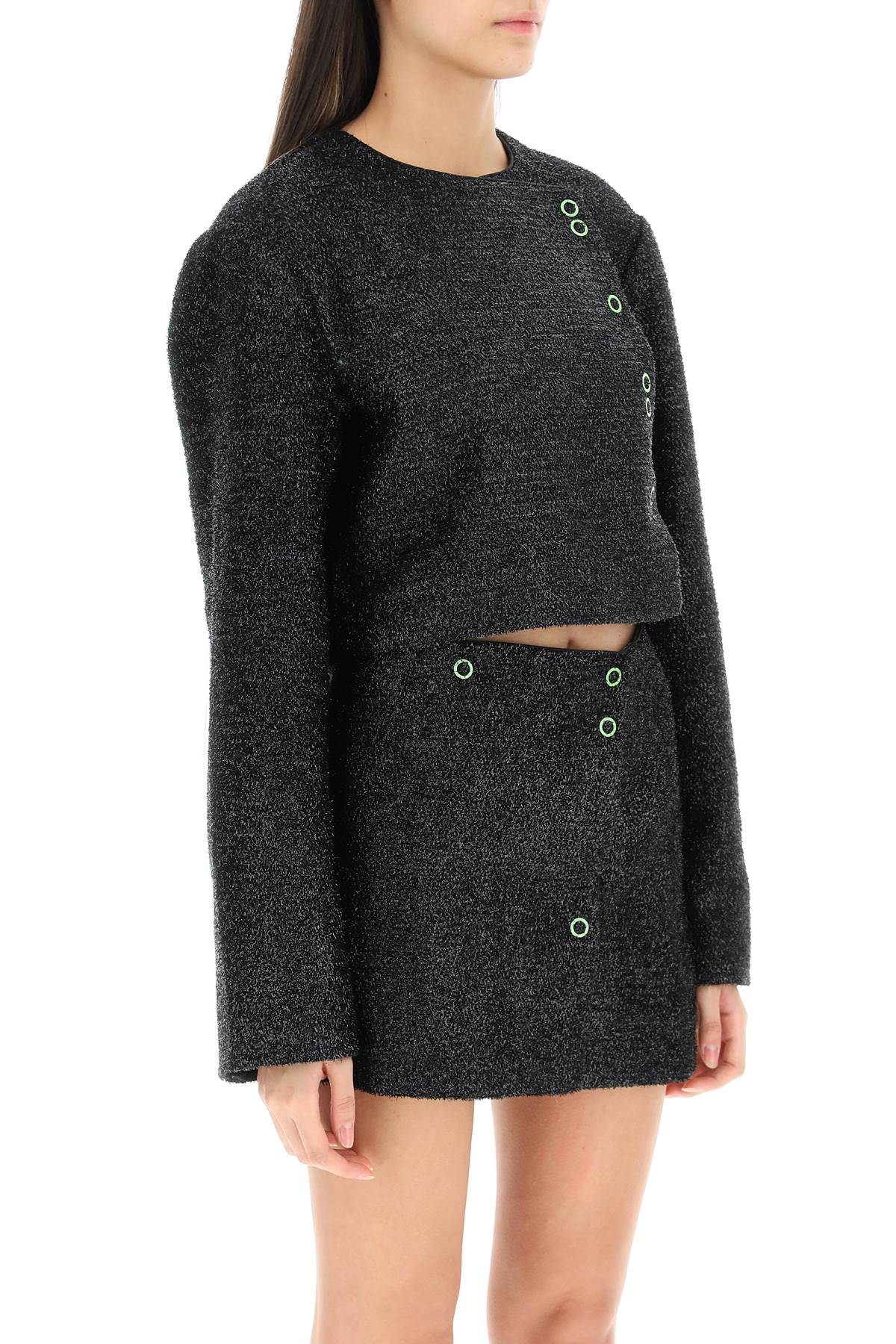 Ganni Ganni cropped lamé tweed jacket