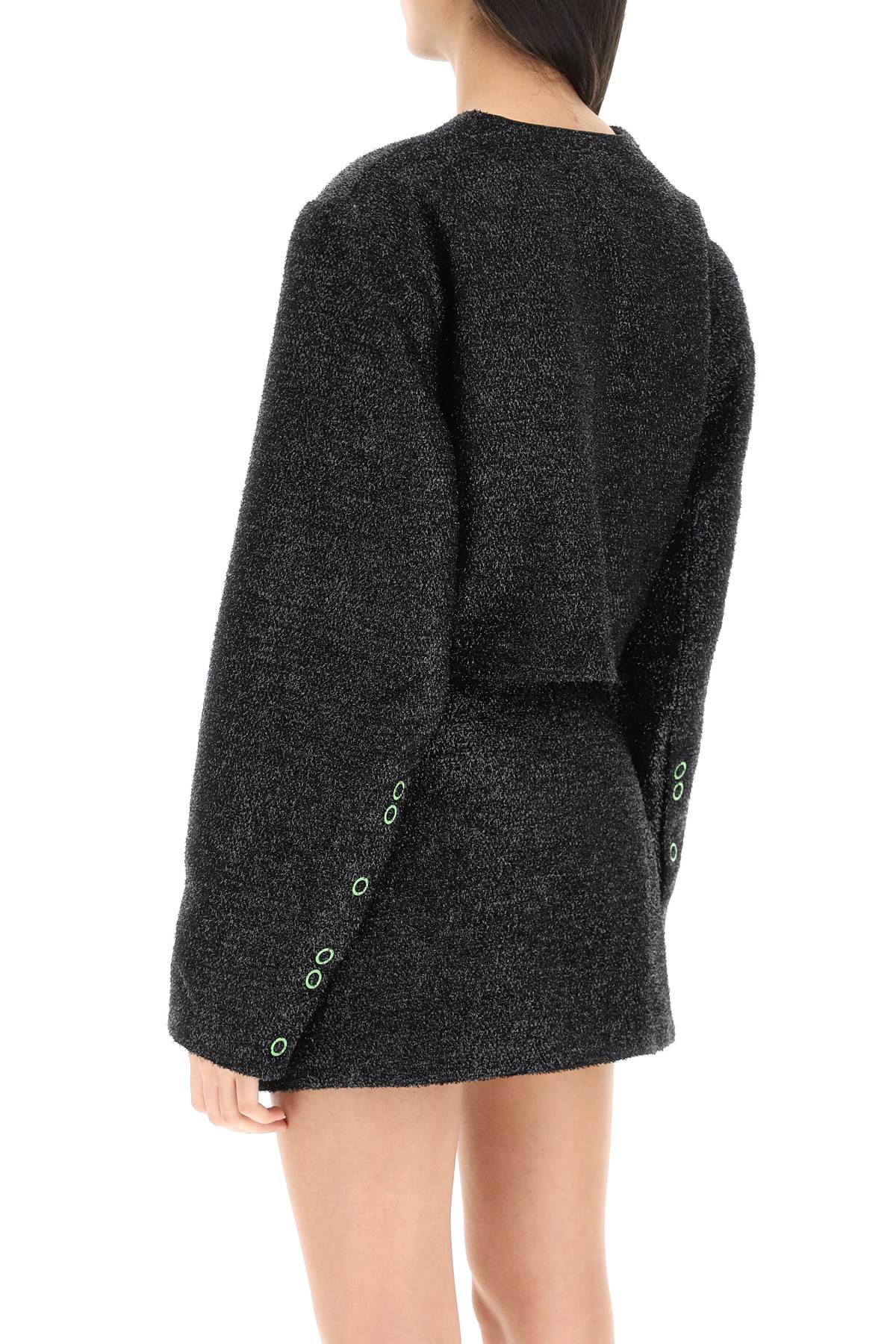 Ganni Ganni cropped lamé tweed jacket