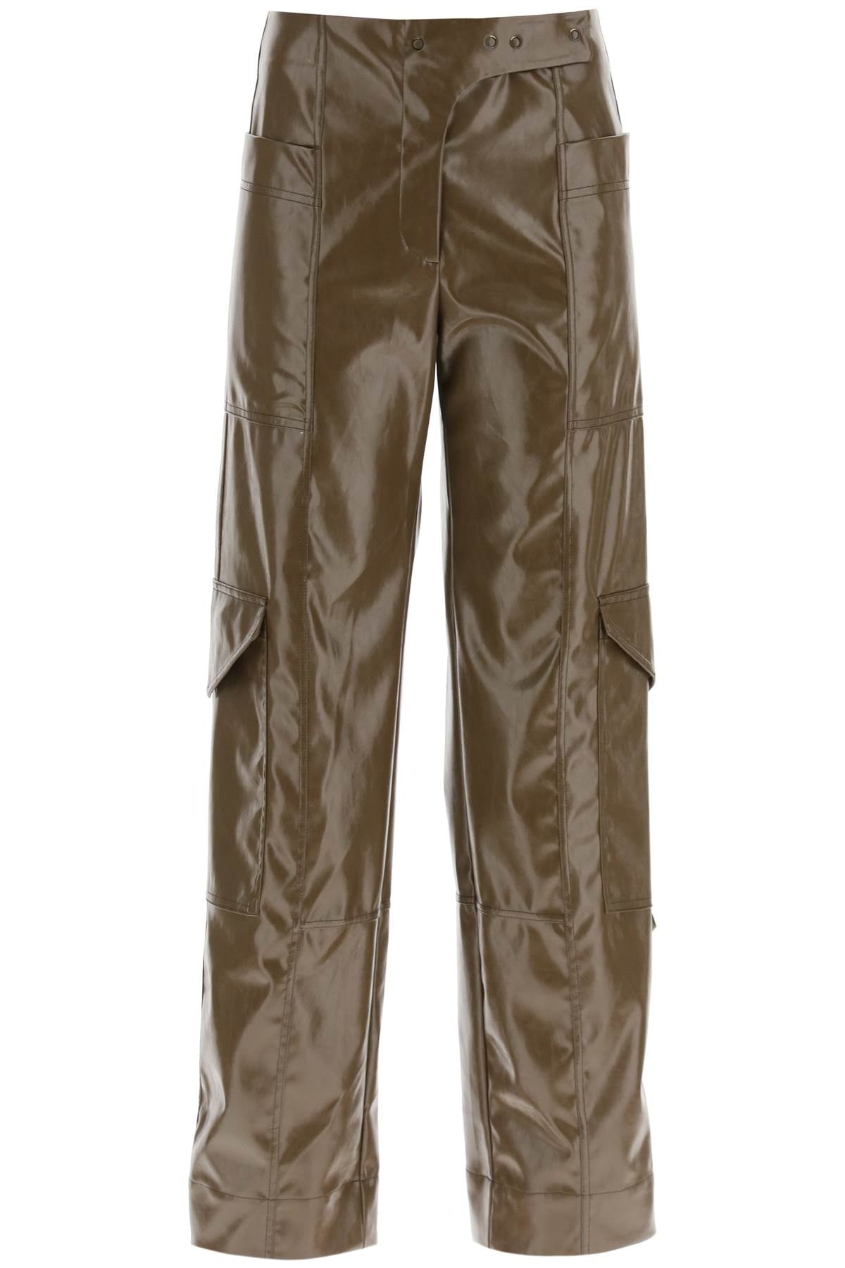 Ganni Ganni faux leather cargo pants