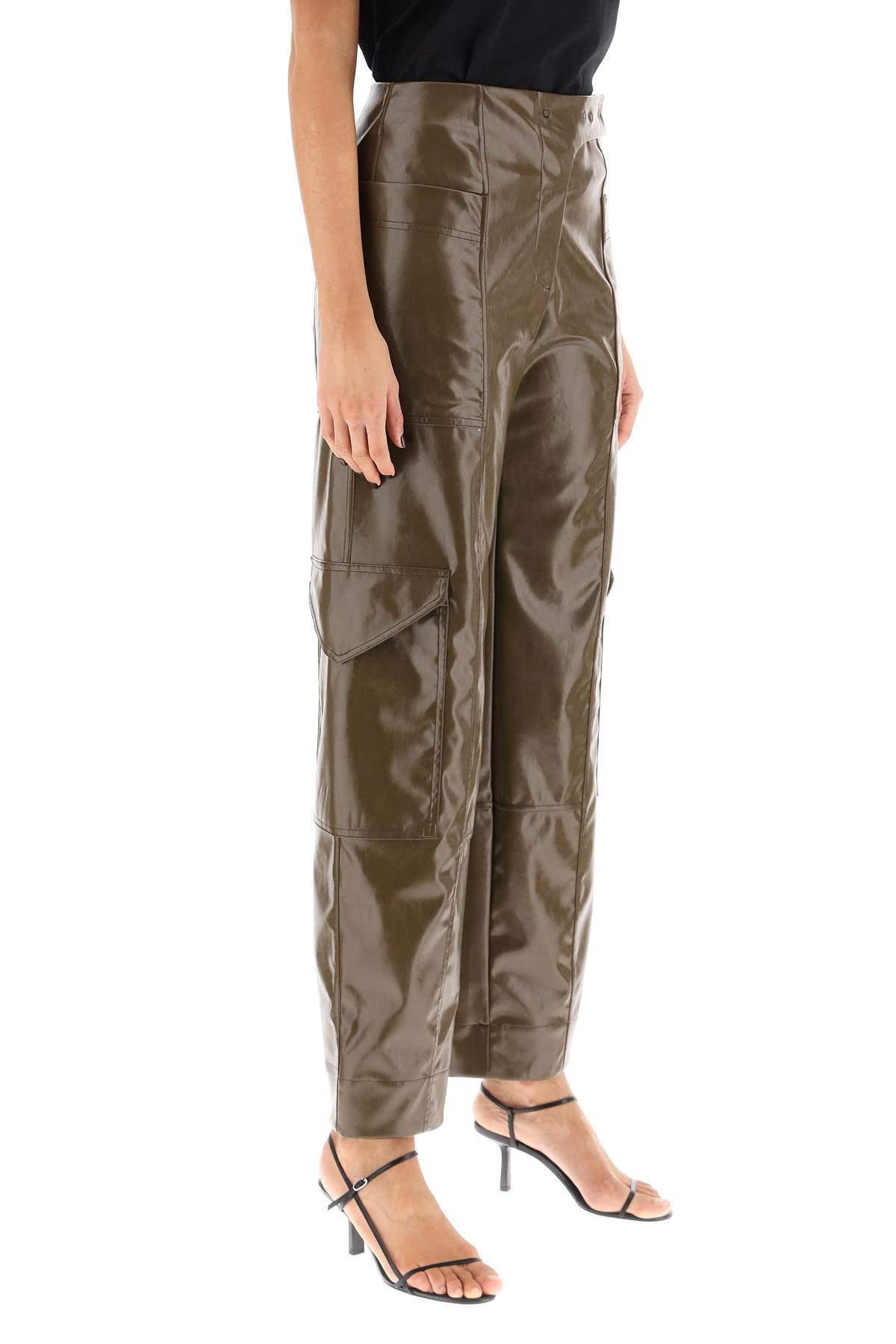 Ganni Ganni faux leather cargo pants