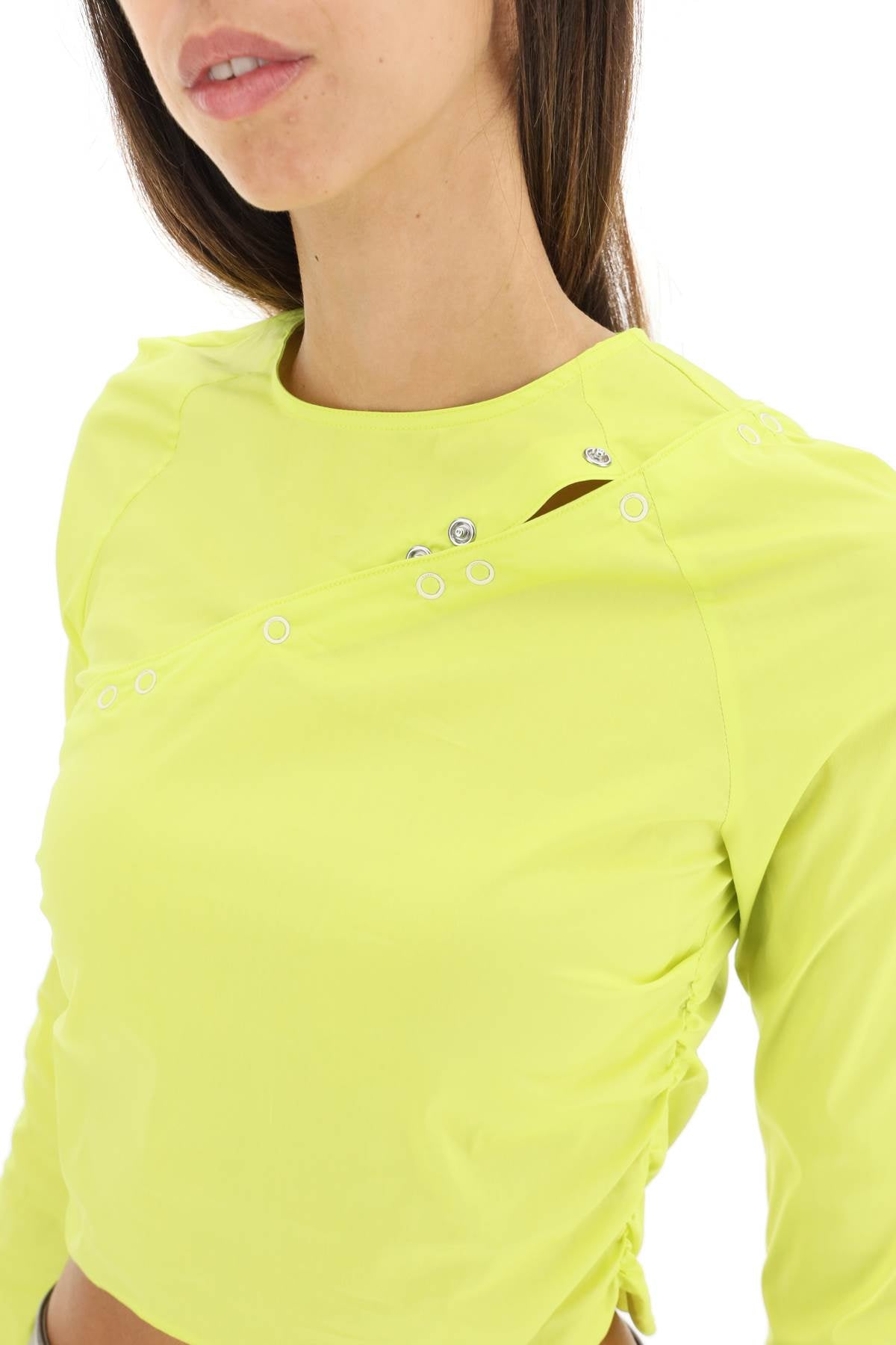 Ganni Ganni convertible cropped top in stretch poplin