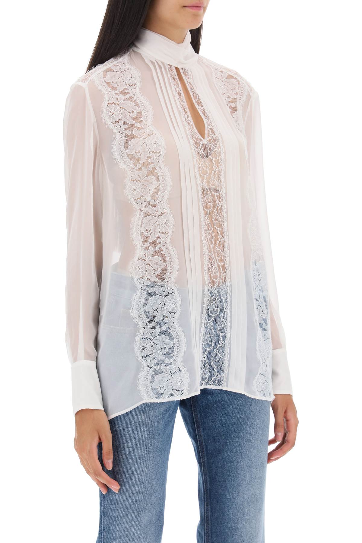 Dolce & Gabbana Dolce & gabbana chiffon blouse with lace inserts