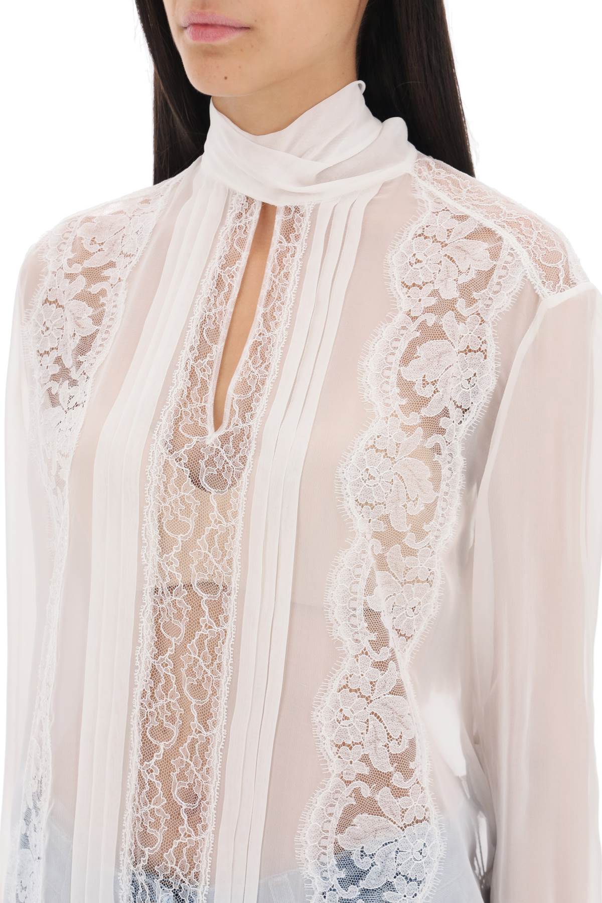 Dolce & Gabbana Dolce & gabbana chiffon blouse with lace inserts