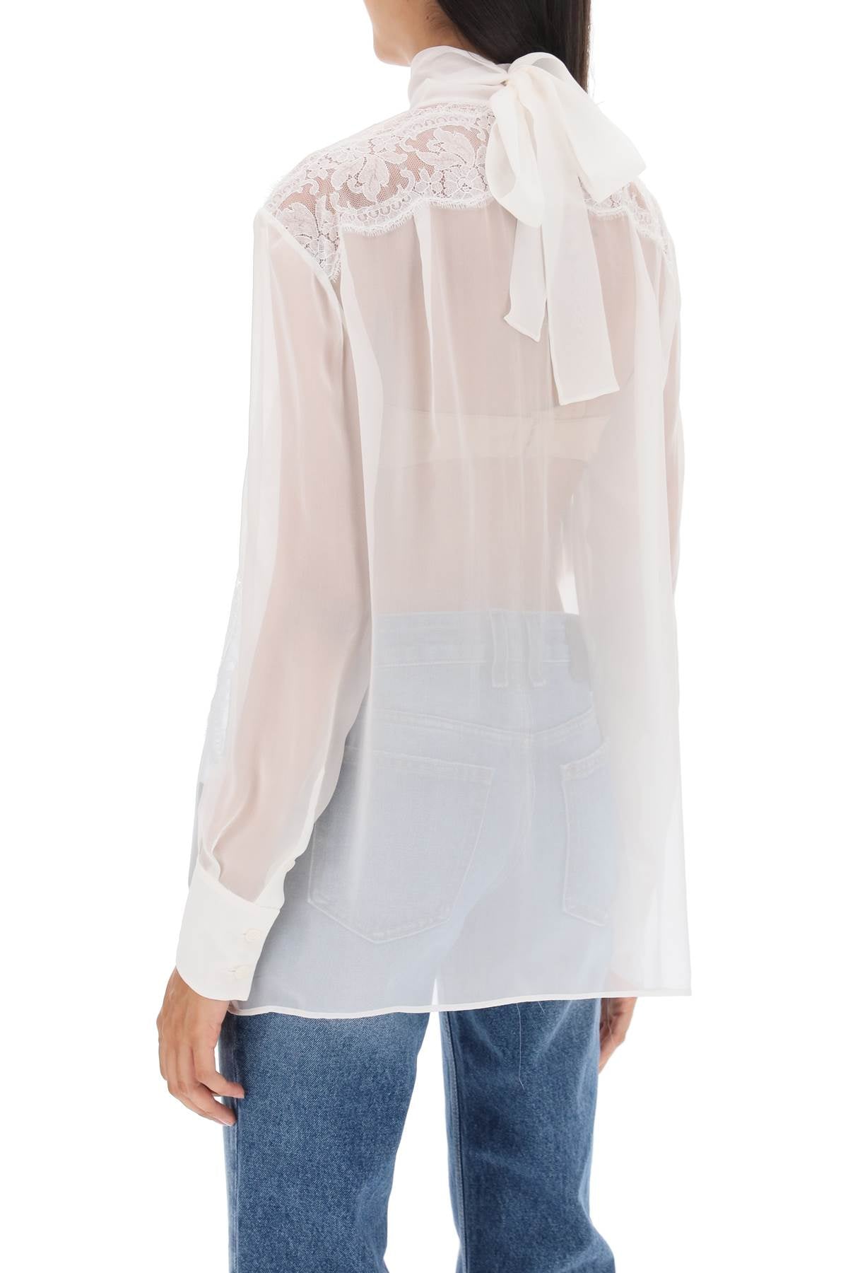 Dolce & Gabbana Dolce & gabbana chiffon blouse with lace inserts