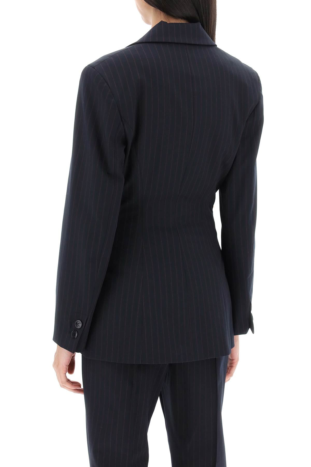 Ganni Ganni single-breasted pinstriped blazer