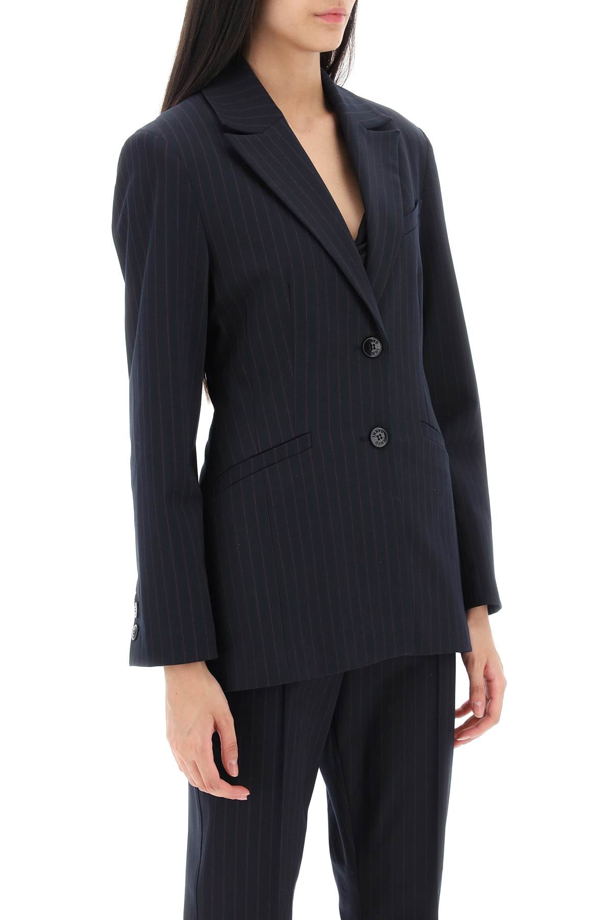 Ganni Ganni single-breasted pinstriped blazer