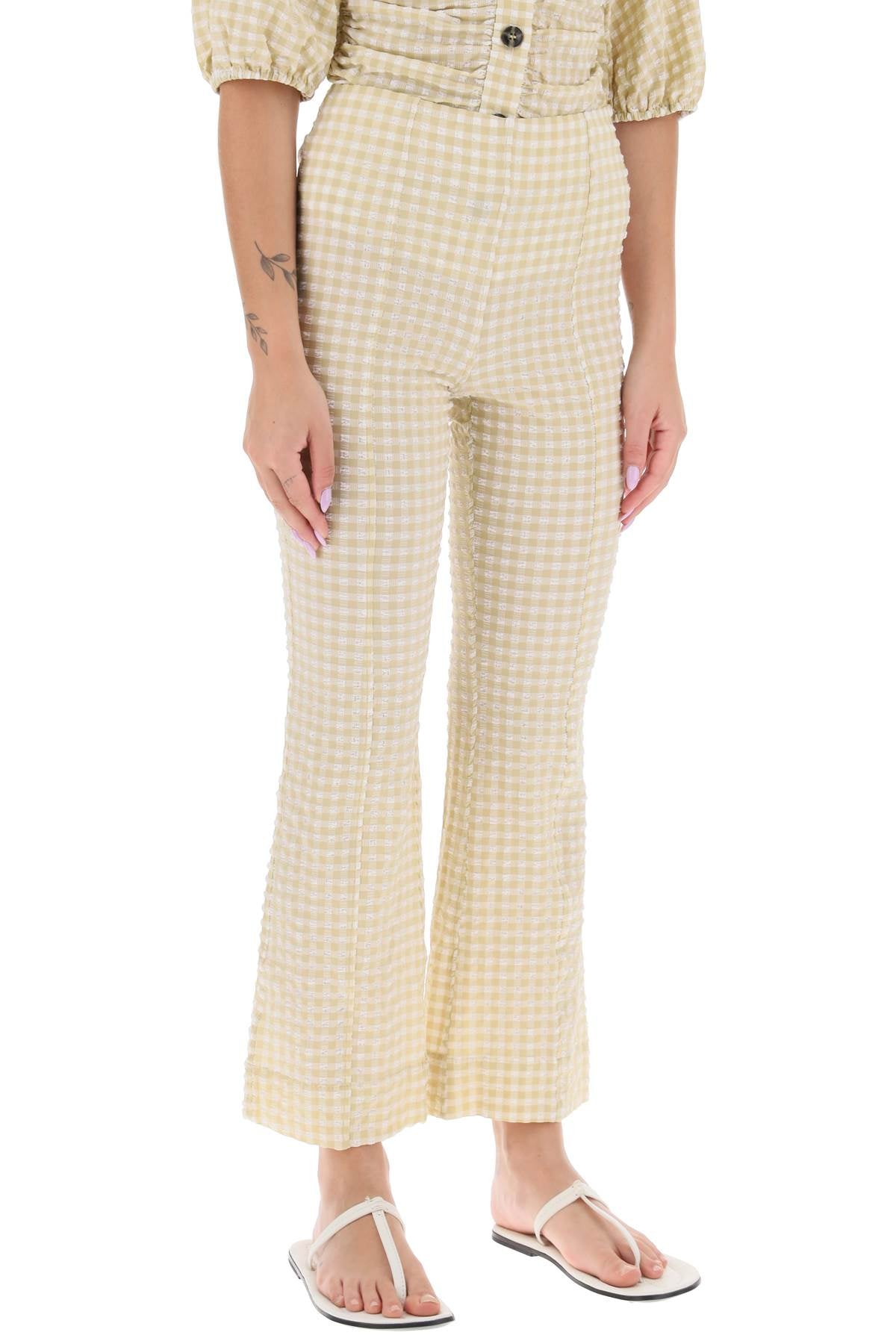 Ganni Ganni flared pants with gingham motif