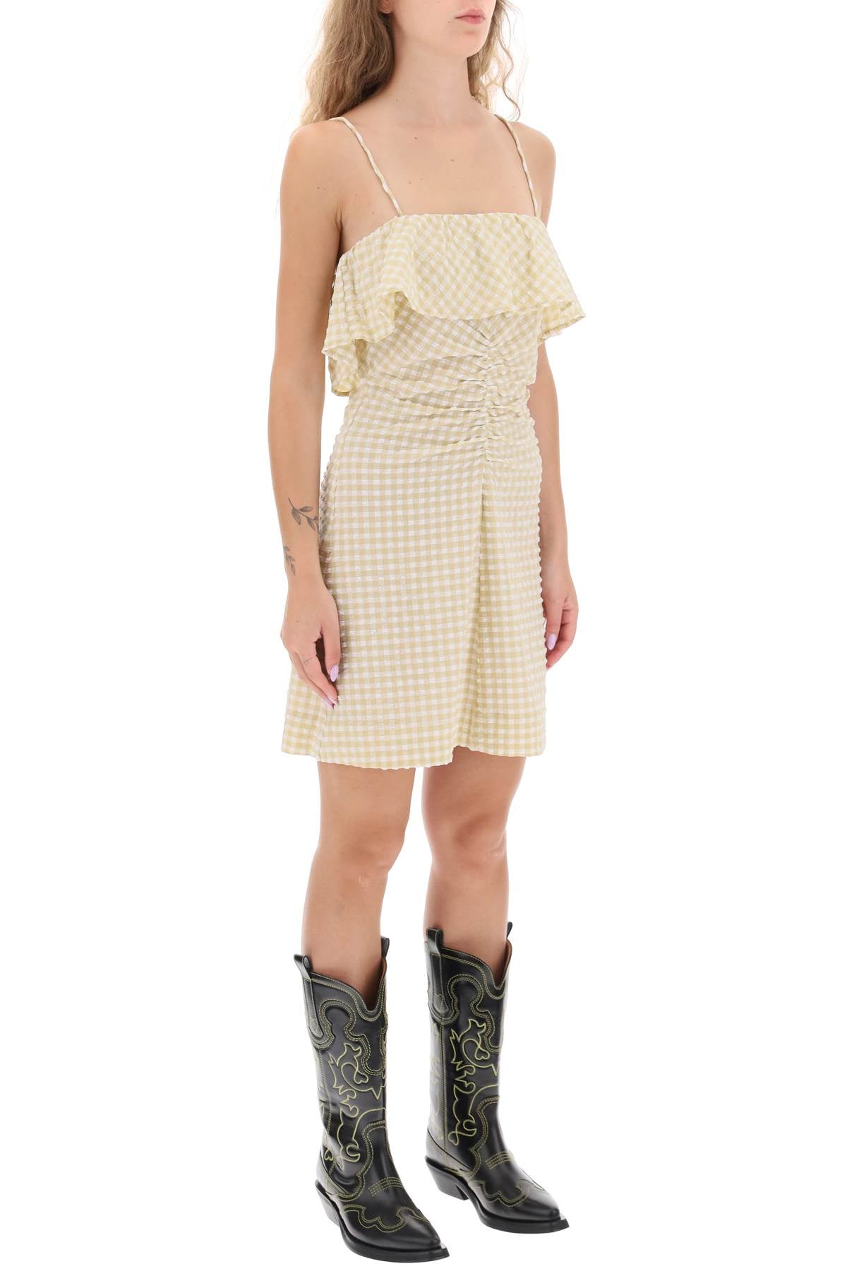 Ganni Ganni gingham motif dress