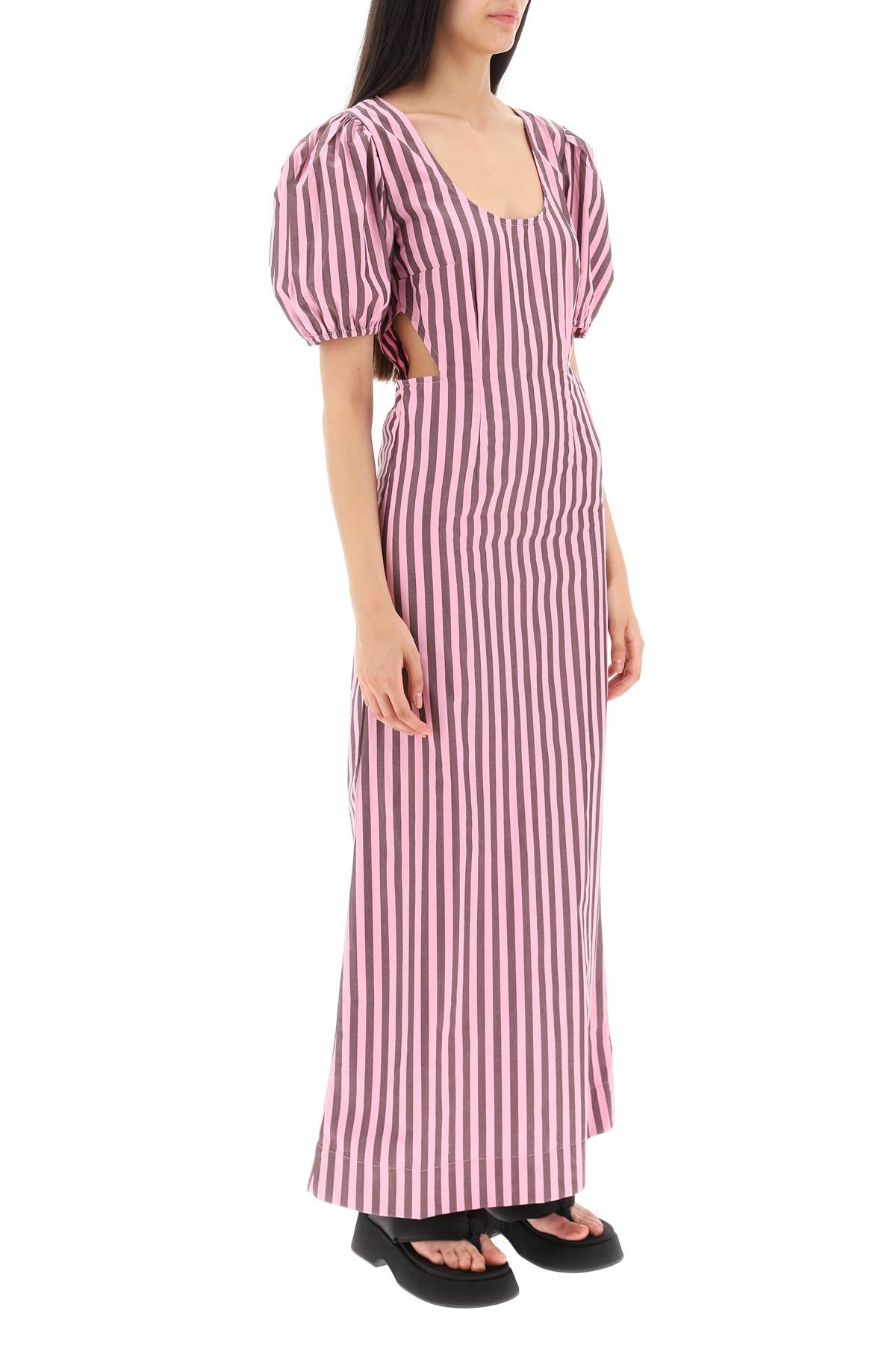 Ganni Ganni striped maxi dress with cut-outs