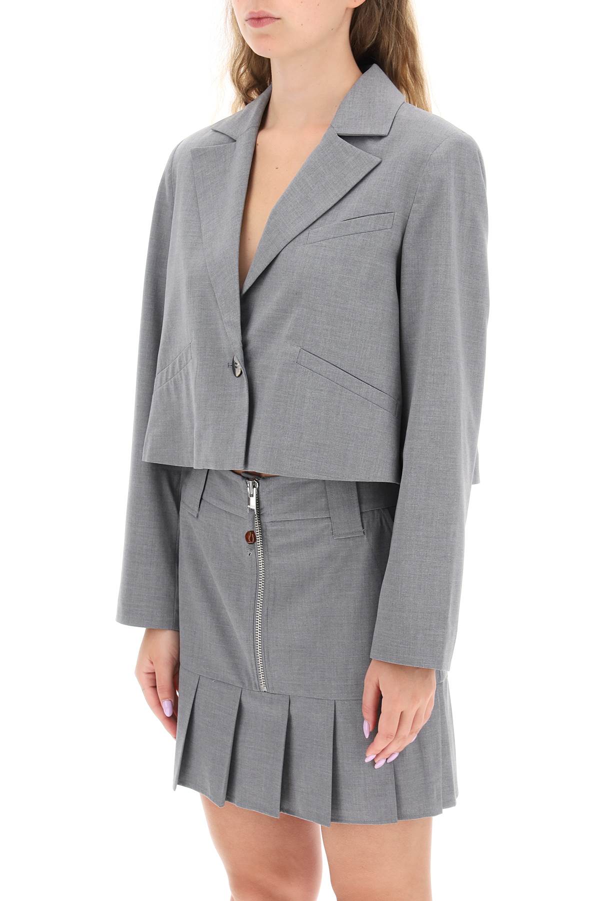 Ganni Ganni cropped single-breasted jacket