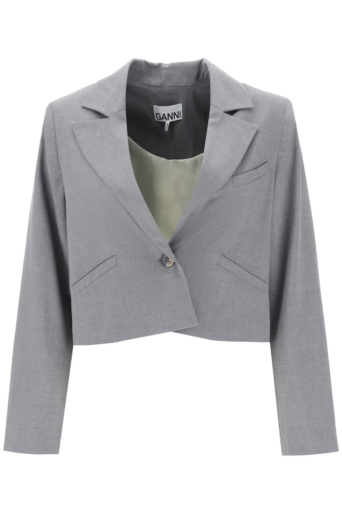 Ganni Ganni cropped single-breasted jacket