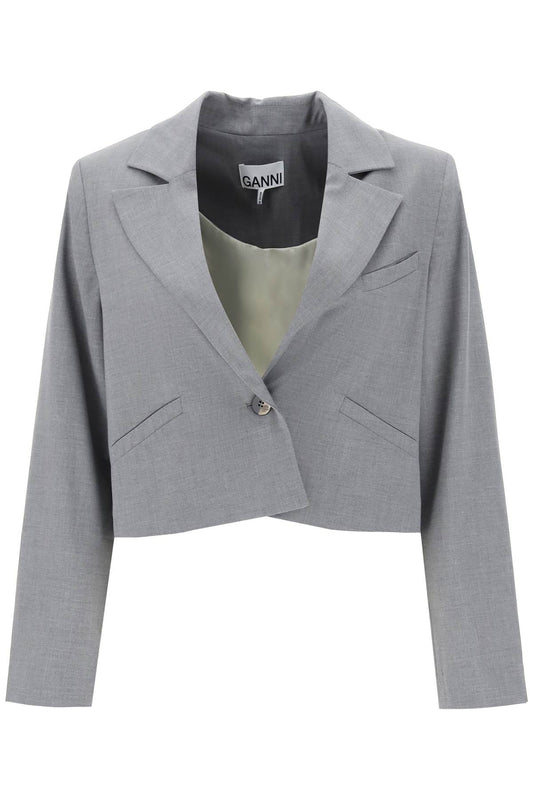 Ganni Ganni cropped single-breasted jacket