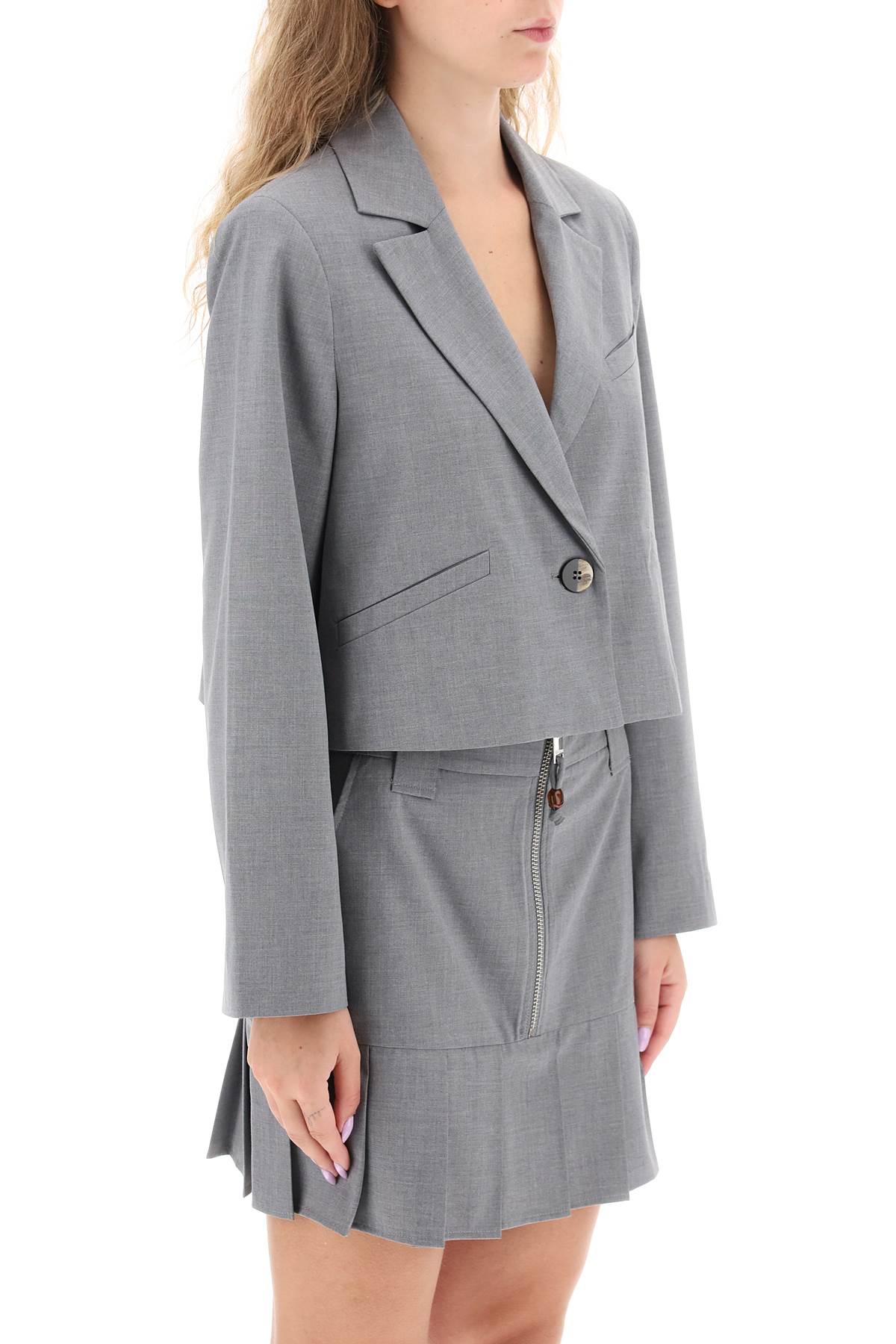 Ganni Ganni cropped single-breasted jacket