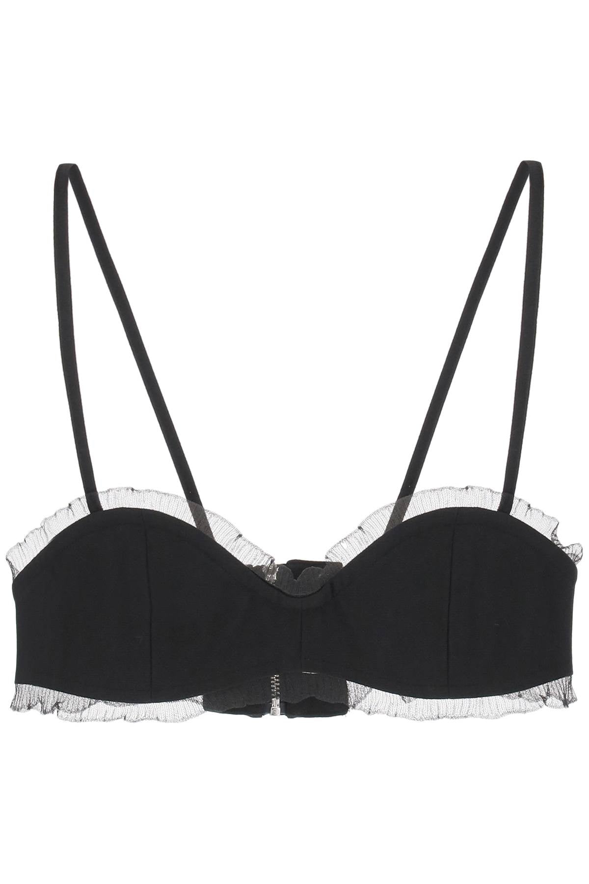 Ganni Ganni fishnet knit-edged bra